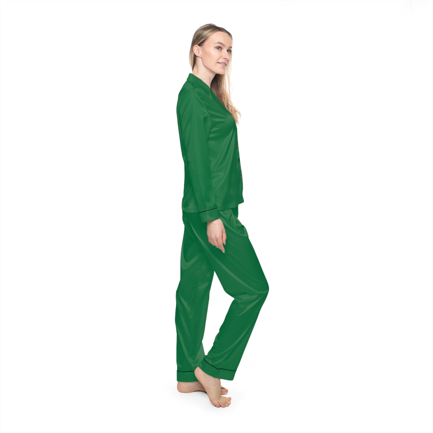 Emerald Green Women's Satin Pajama Set