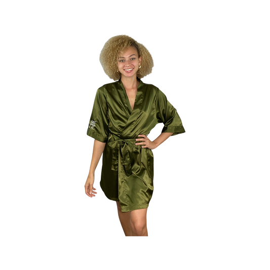 Olive Green Satin Robe