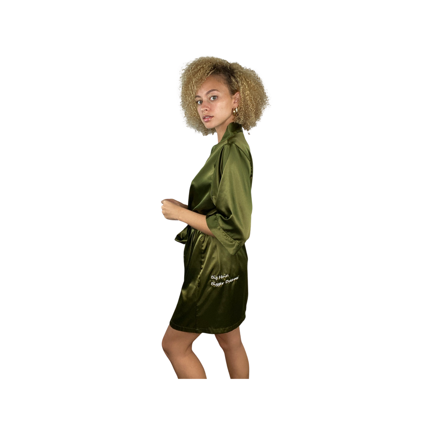 Olive Green Satin Robe